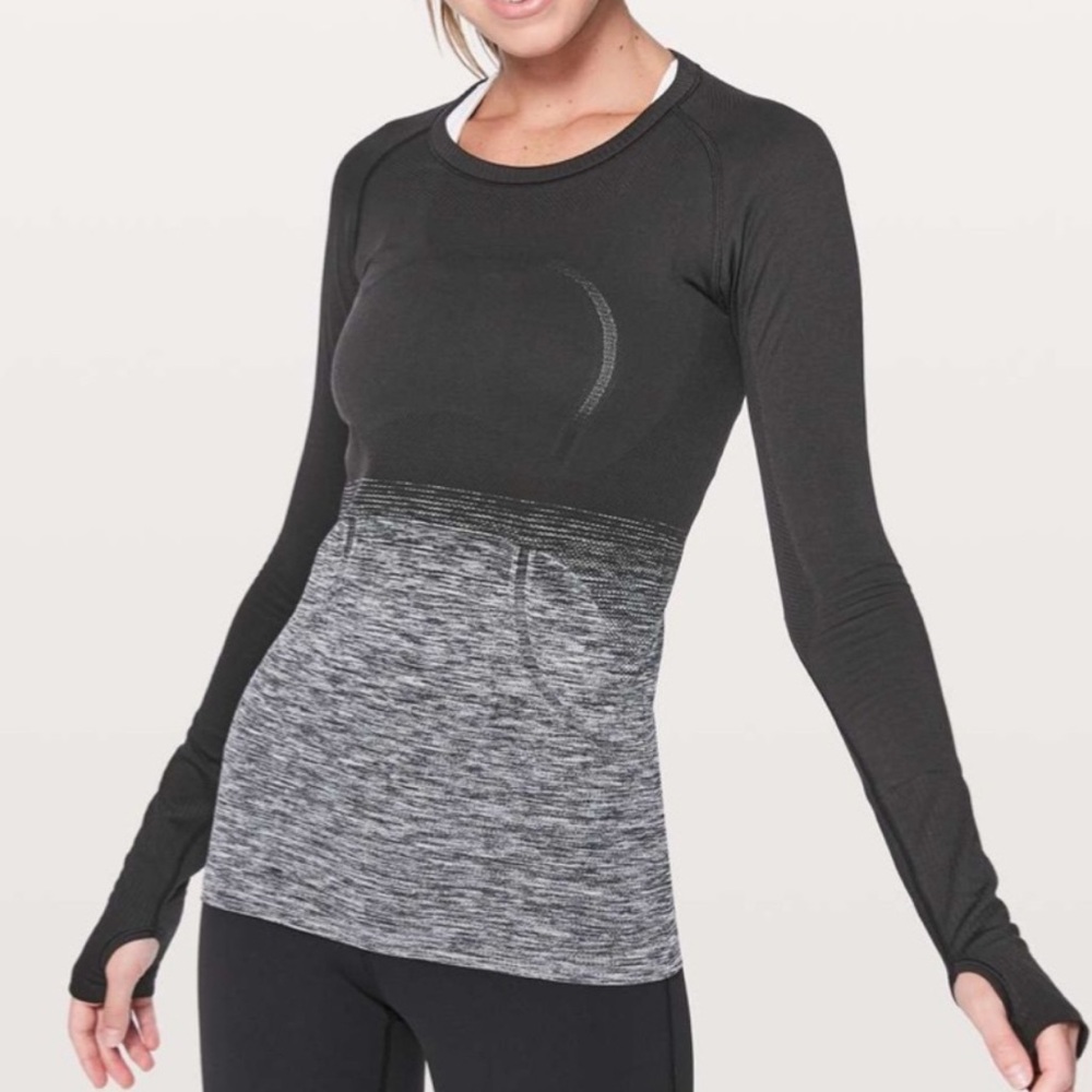 lululemon athletica Black and Gray Long Sleeve Top